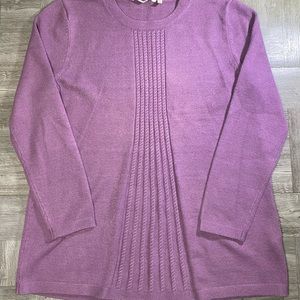 Soft Surroundings Women's Sydney Sweater Cable Knit Relaxed Viscose Purple XL